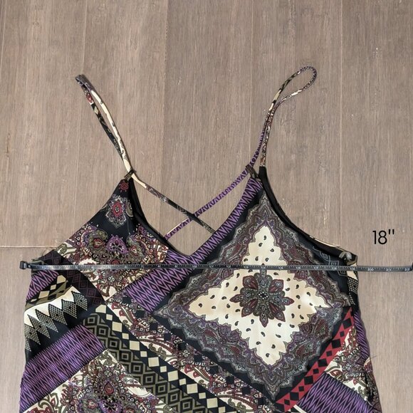 Jacaranda, Strappy Maxi Dress, Black/Purple/Red Paisley Bandana Print, Sz L - Picture 8 of 10